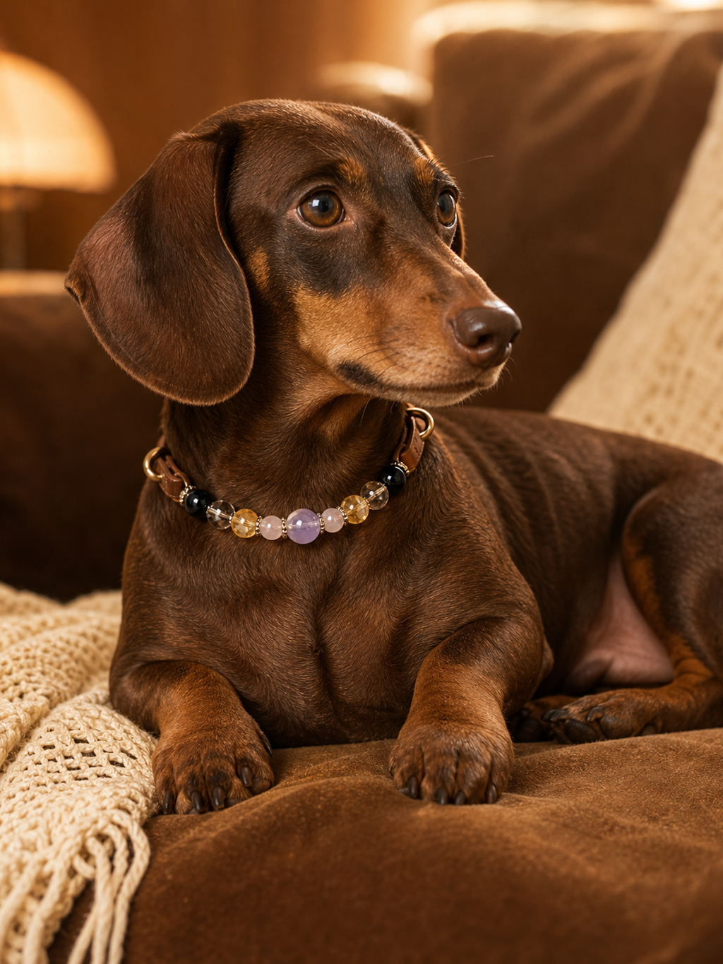 Cancer Guardian Pet Crystal Collar pet wearing decorative crystal collar