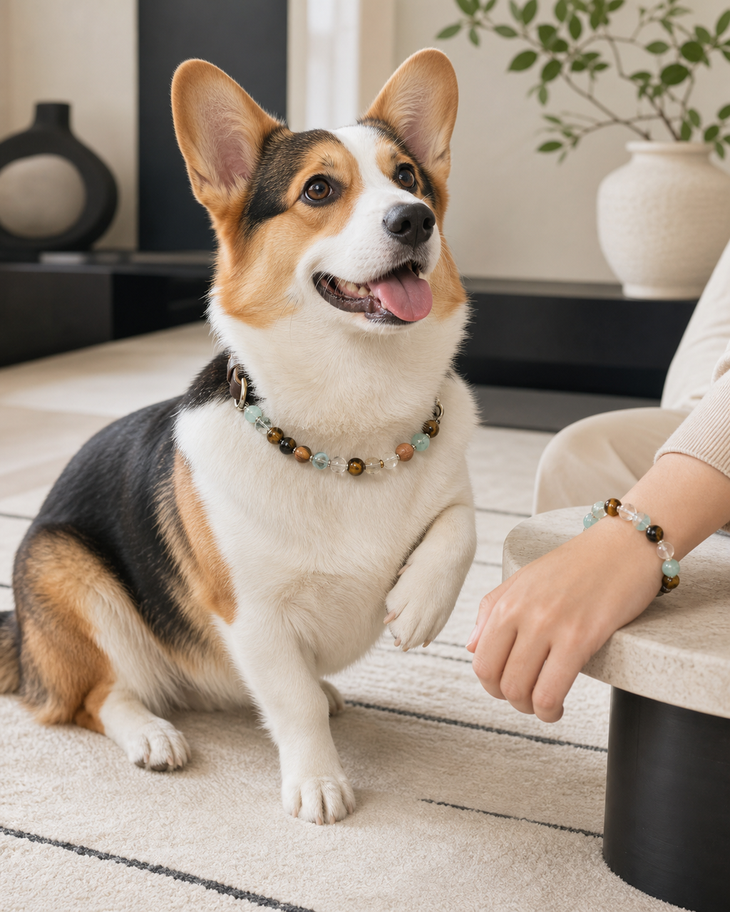 Libra Balance Matching Crystal Set pet wearing decorative crystal collar