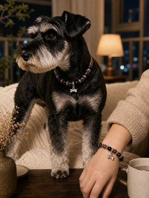 Midnight Burgundy Matching Crystal Set pet wearing lifestyle image