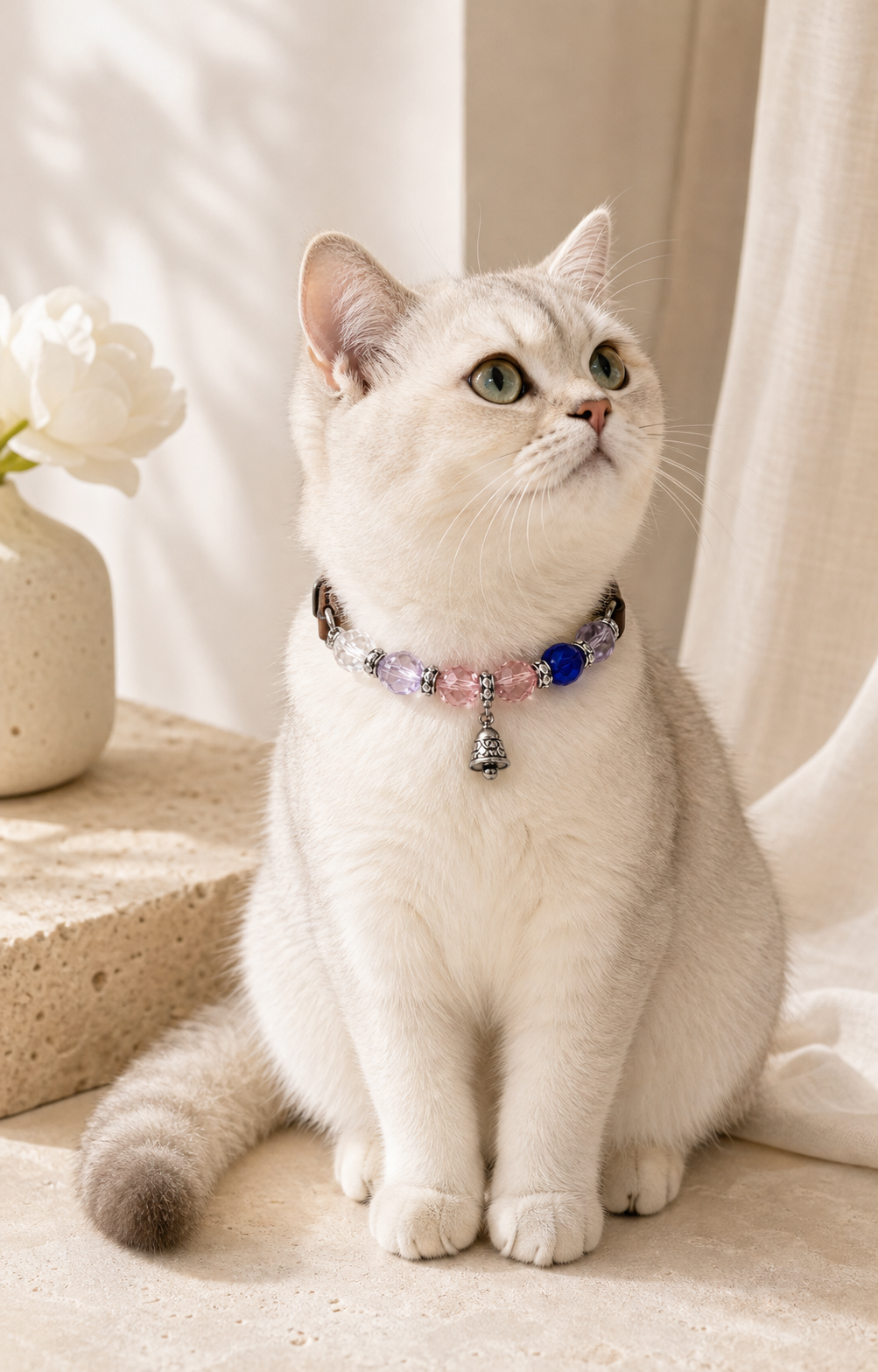 Cat wearing Lingyu Liuguang decorative crystal collar