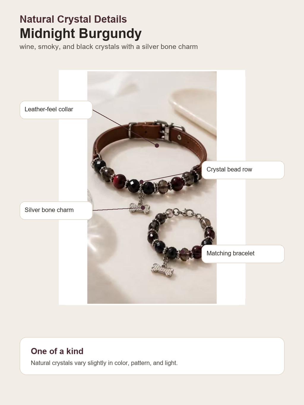 Midnight Burgundy Matching Crystal Set crystal detail and brand story
