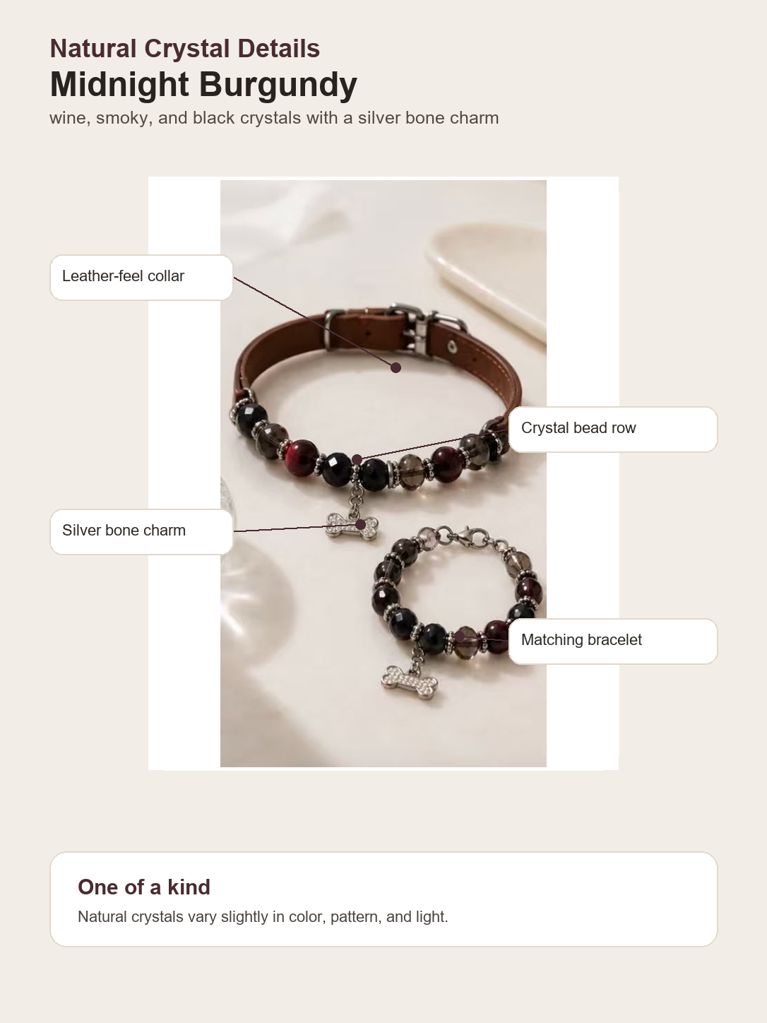 Midnight Burgundy Matching Crystal Set crystal detail and brand story