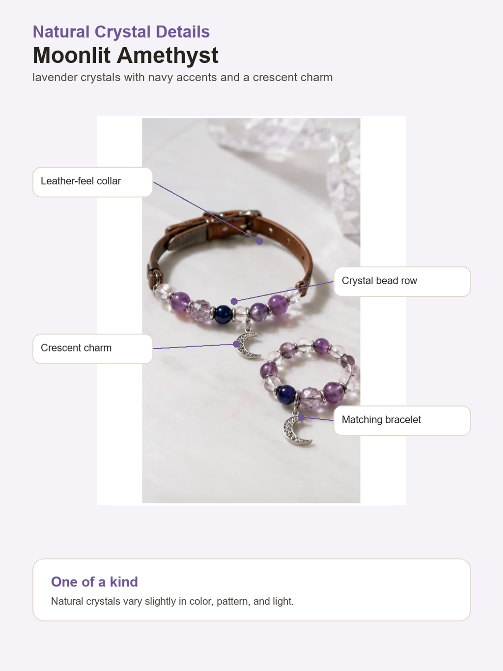 Moonlit Amethyst Matching Crystal Set crystal detail and brand story