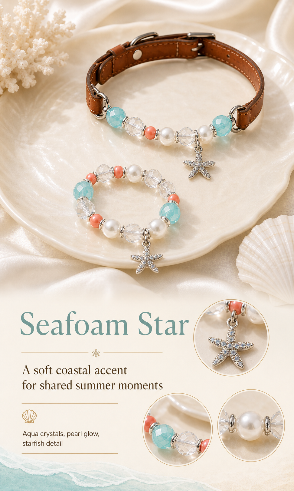 Seafoam Star starfish charm and coastal crystal design meaning