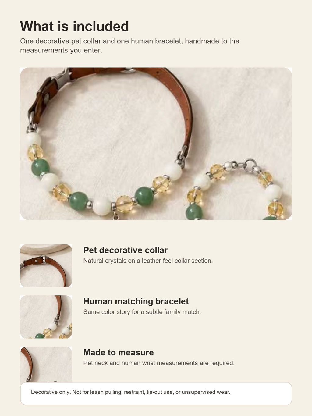 Forest Breeze Matching Crystal Set decorative collar and made-to-measure guide