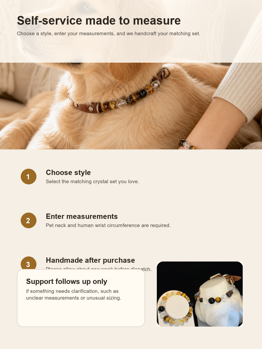 Golden Ember Matching Crystal Set self-service made-to-measure guide