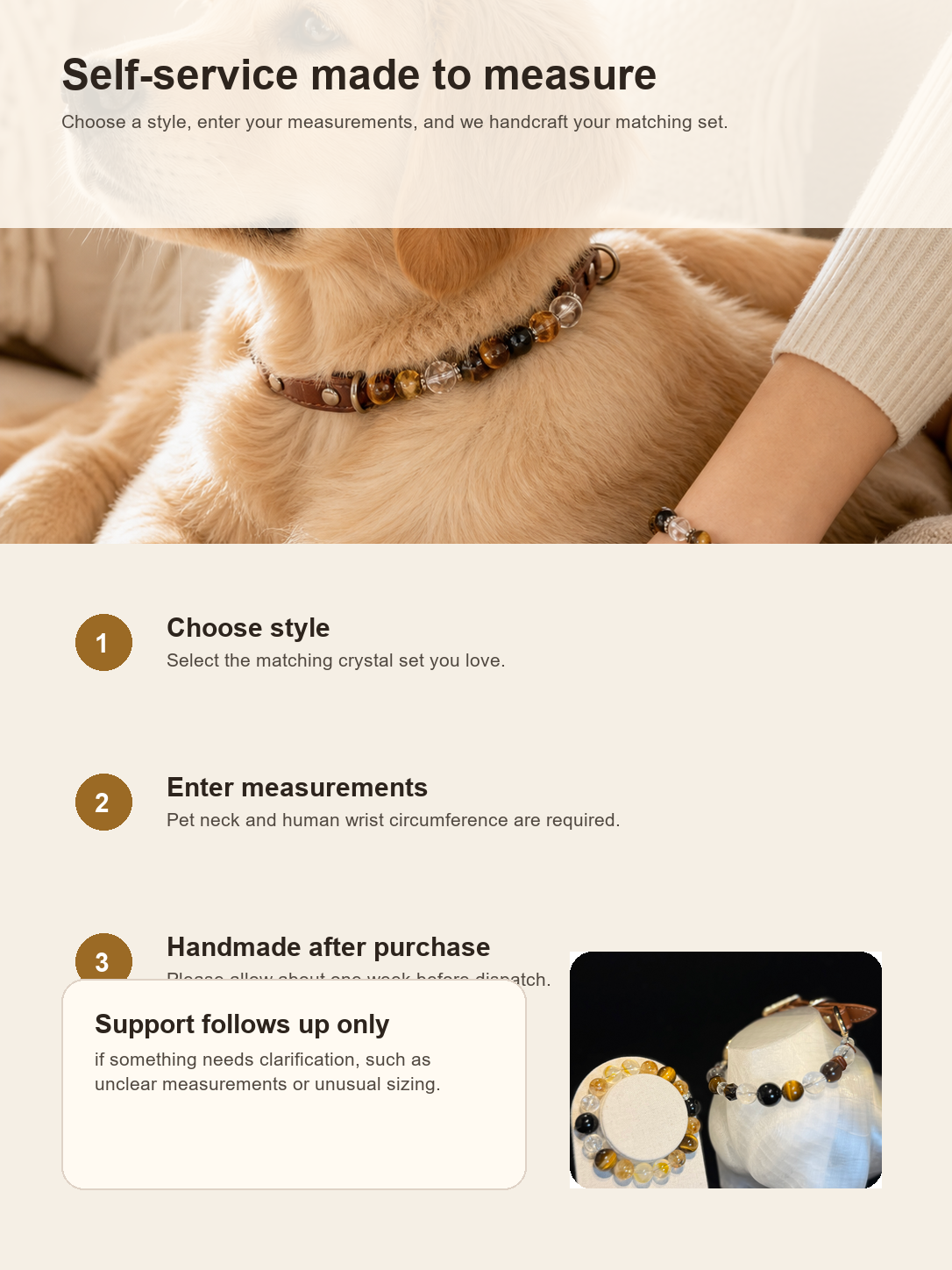 Golden Ember Matching Crystal Set self-service made-to-measure guide