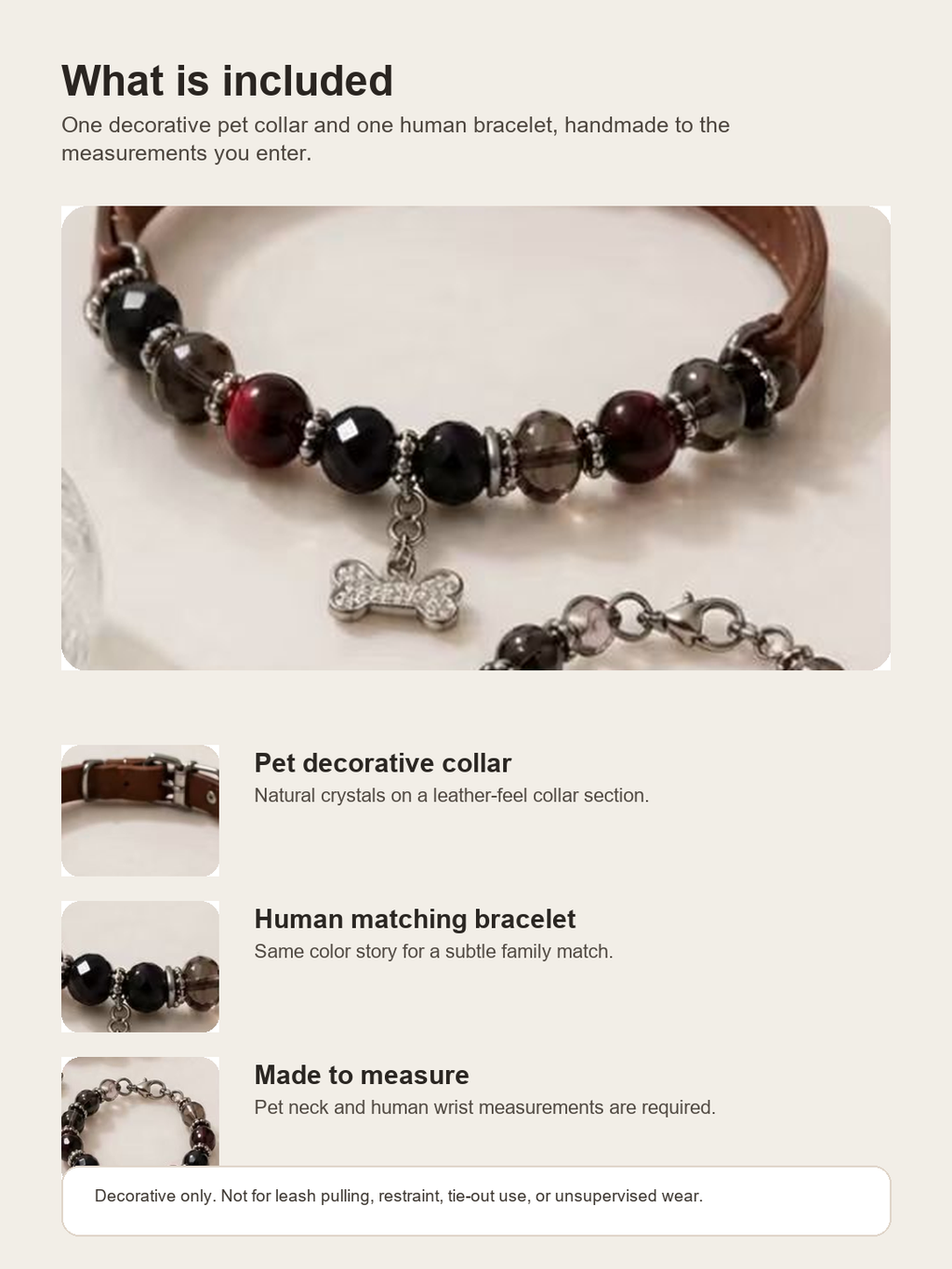 Midnight Burgundy Matching Crystal Set decorative collar and made-to-measure guide
