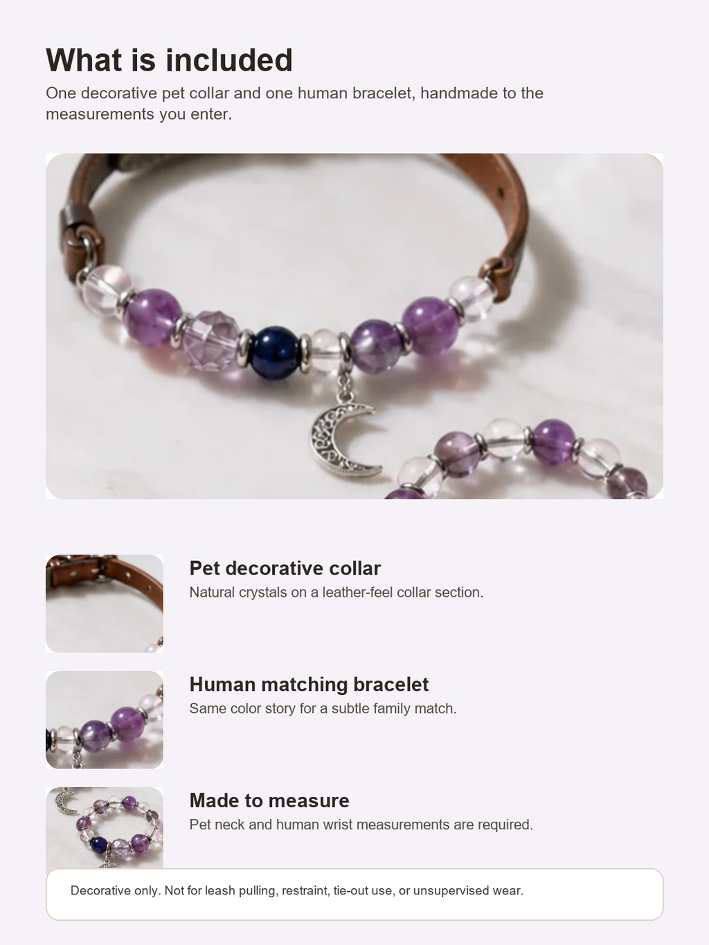 Moonlit Amethyst Matching Crystal Set decorative collar and made-to-measure guide