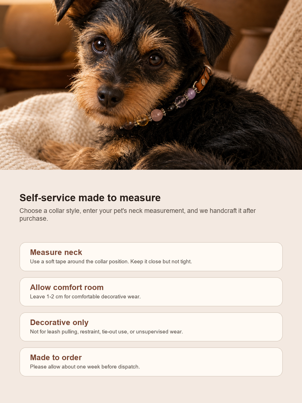 Cancer Guardian Pet Crystal Collar pet neck measurement and safety guide