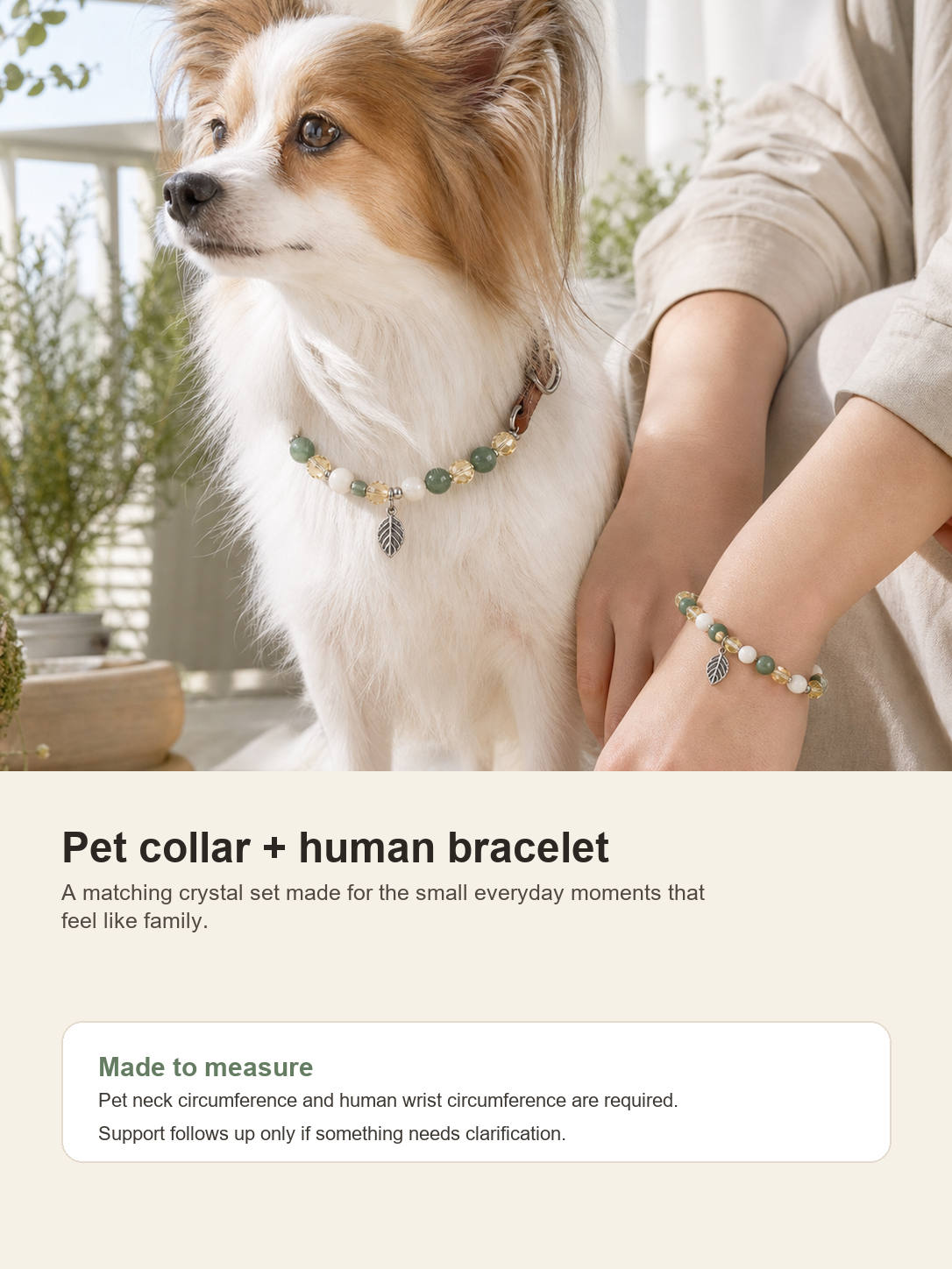 Forest Breeze Matching Crystal Set pet collar and human bracelet matching moment