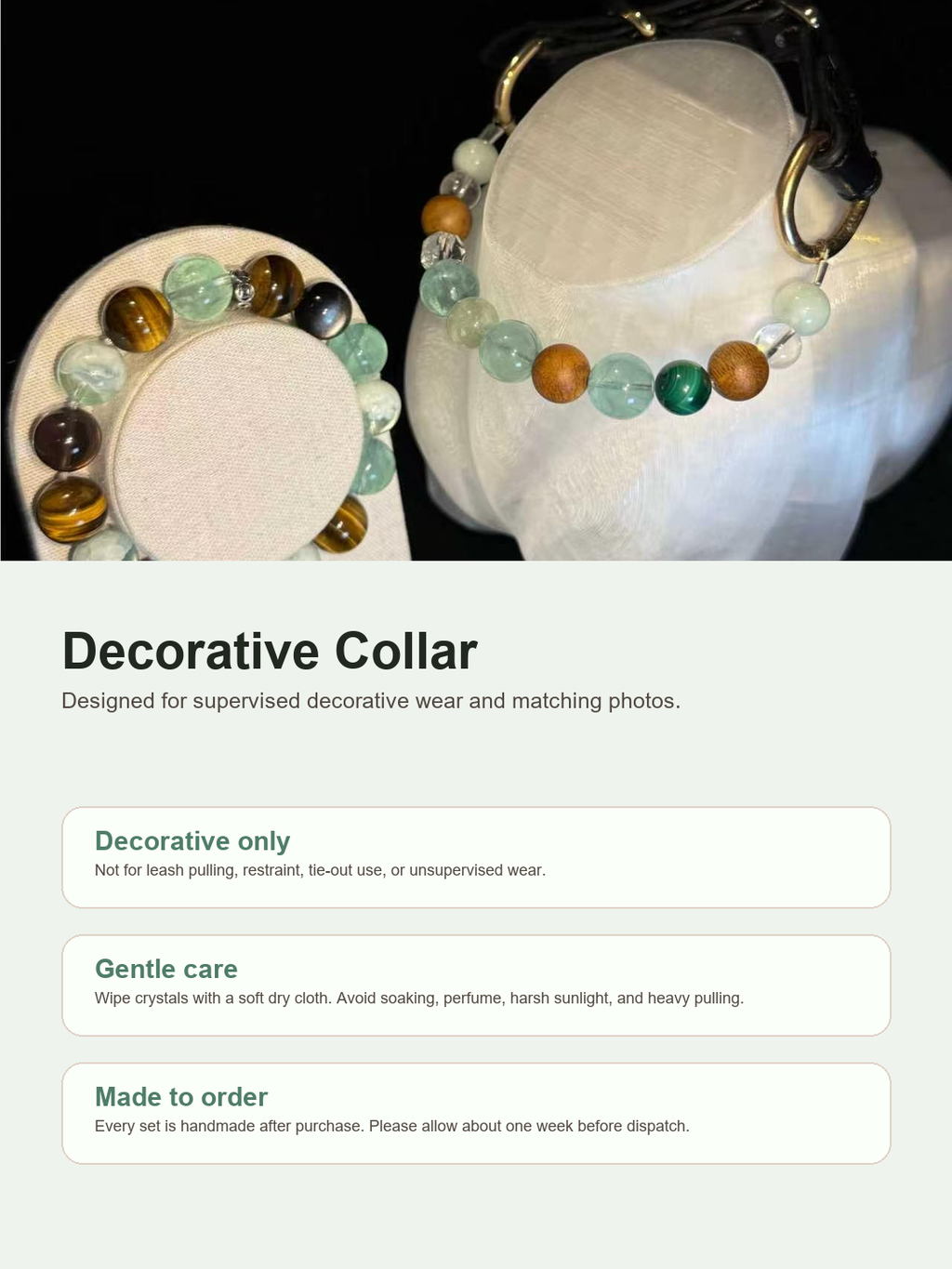 Libra Balance Matching Crystal Set decorative collar safety and care guide