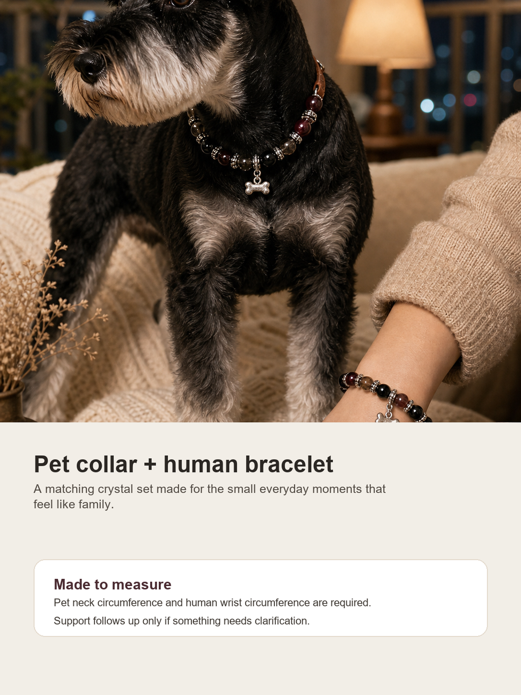 Midnight Burgundy Matching Crystal Set pet collar and human bracelet matching moment