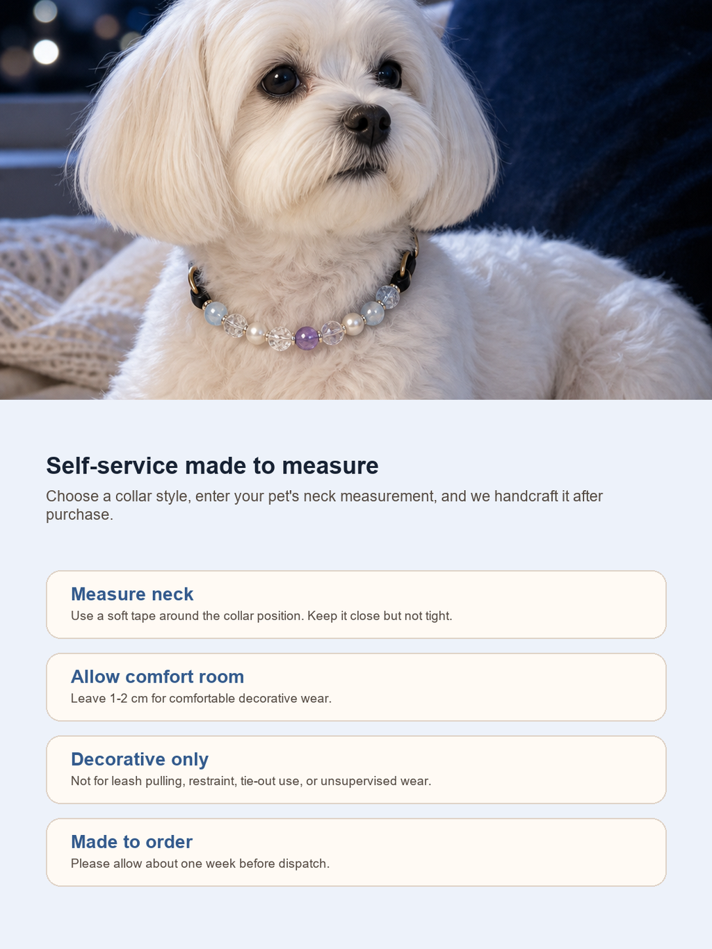 Pisces Guardian Pet Crystal Collar pet neck measurement and safety guide