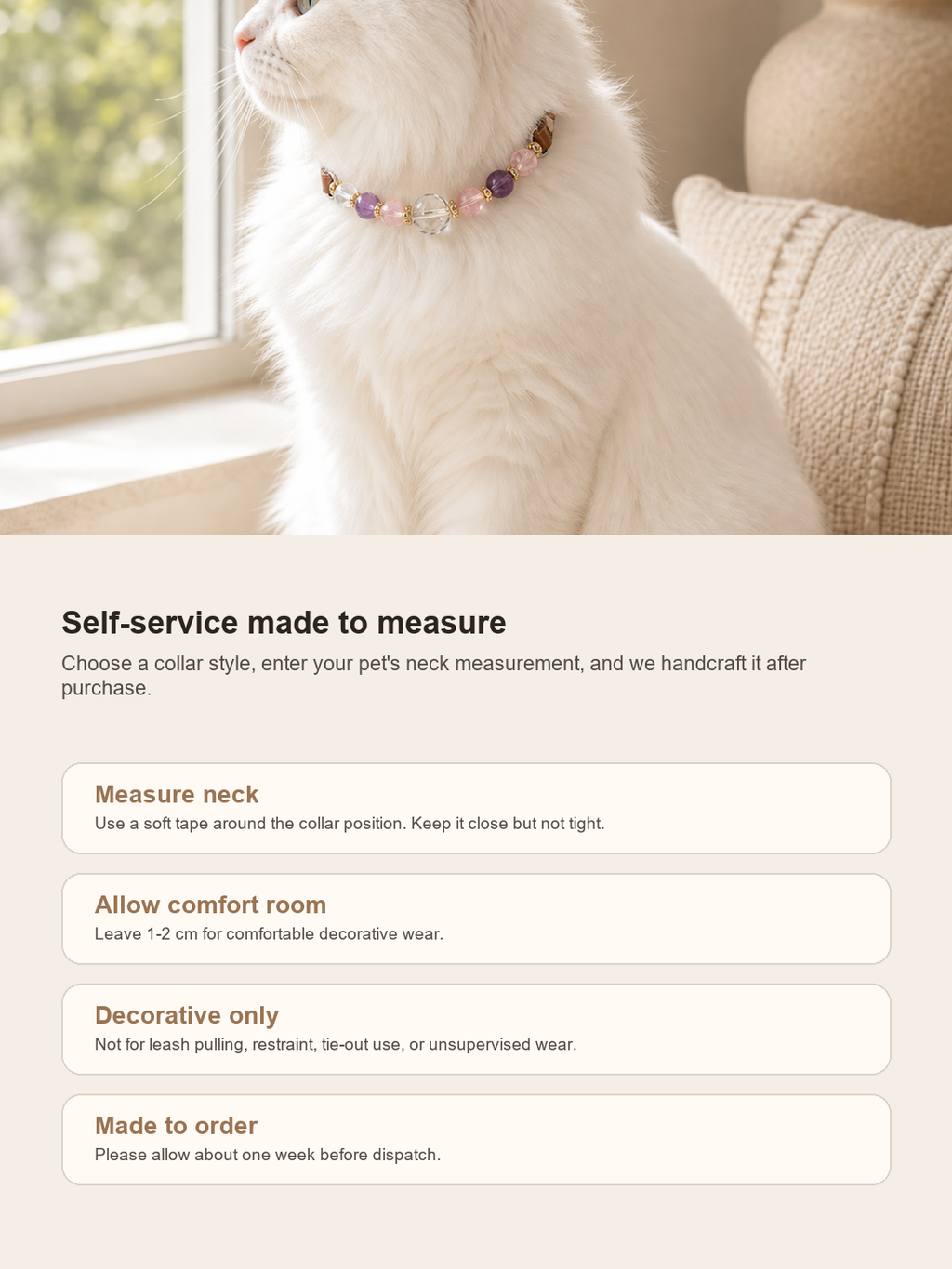 Sagittarius Guardian Pet Crystal Collar pet neck measurement and safety guide