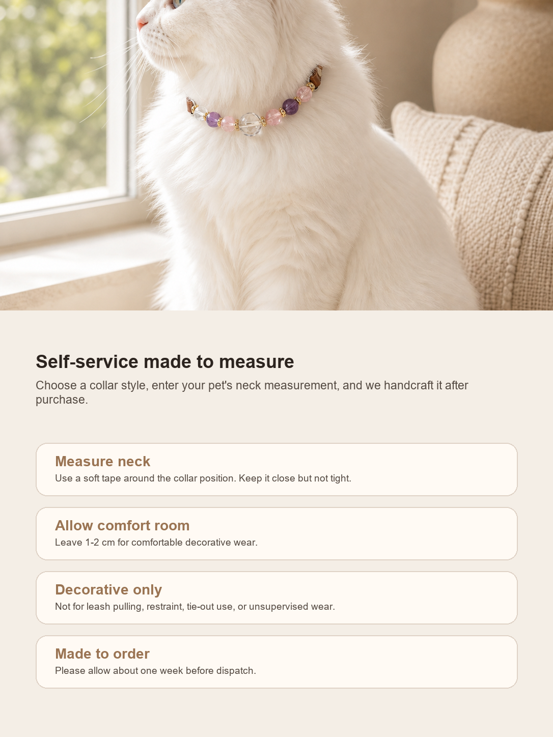 Sagittarius Guardian Pet Crystal Collar pet neck measurement and safety guide